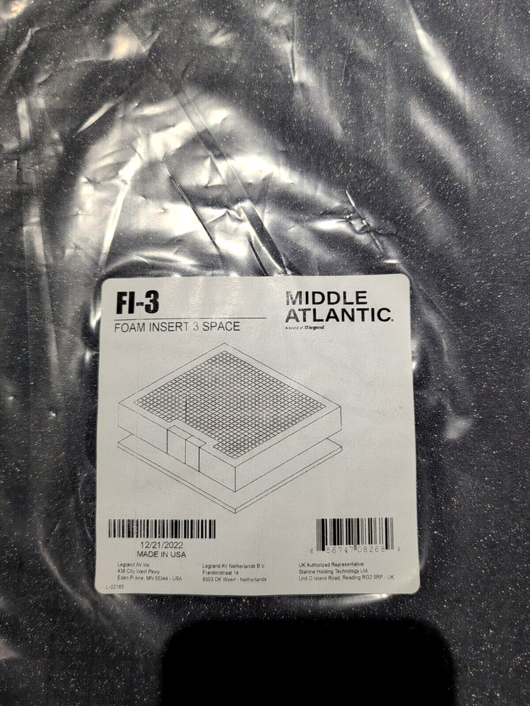 Middle Atlantic FI-3 Customizer Foam Inserts 3 Space Legrand
