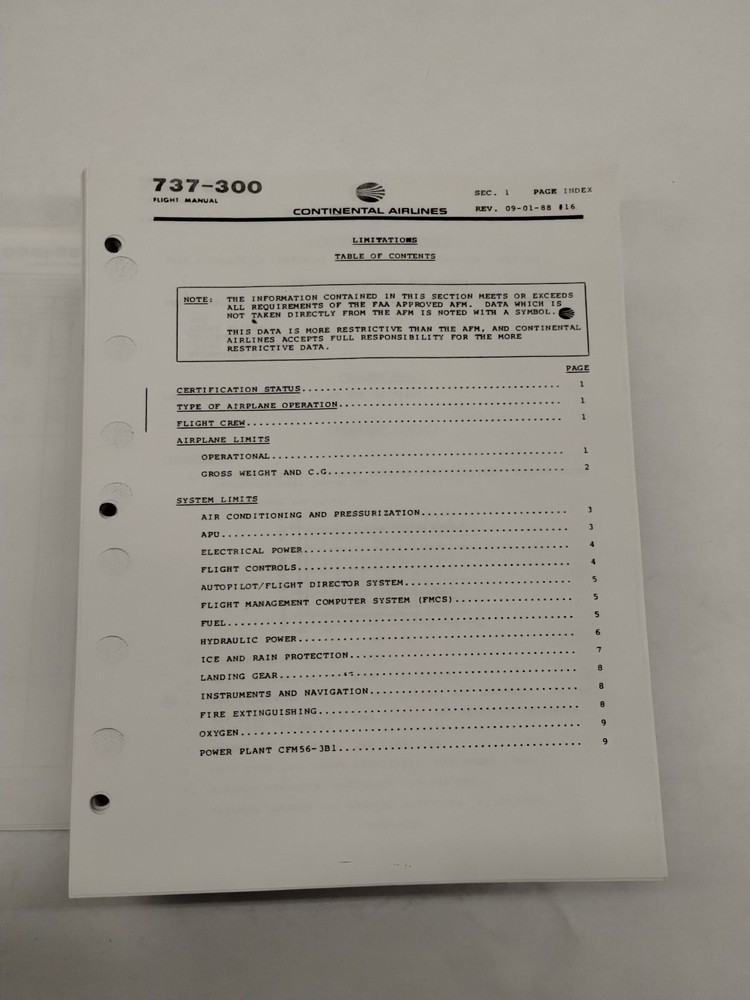 Continental 737-300 Flight Manual 1990-Copy
