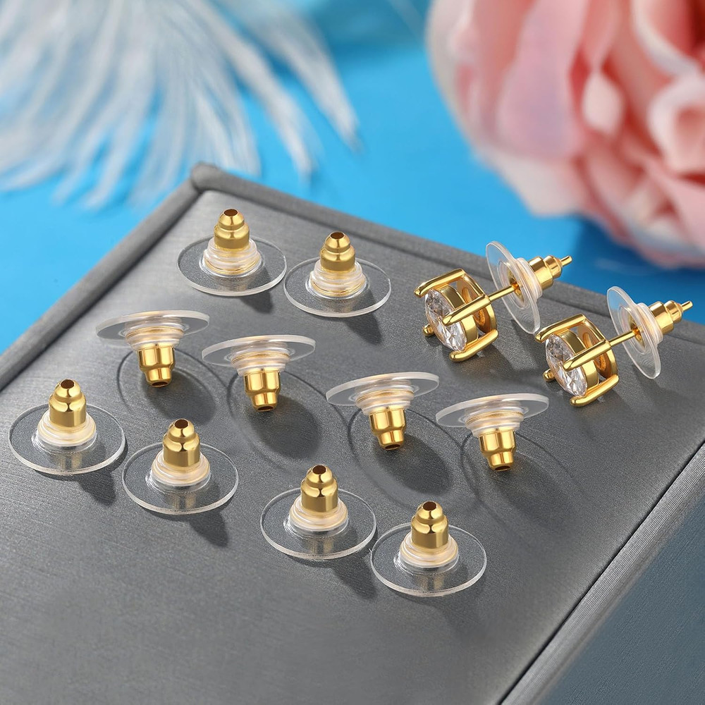 100pcs Fishhook Earring Backs Replacements for Stus - Bullet Clutch Back Earring