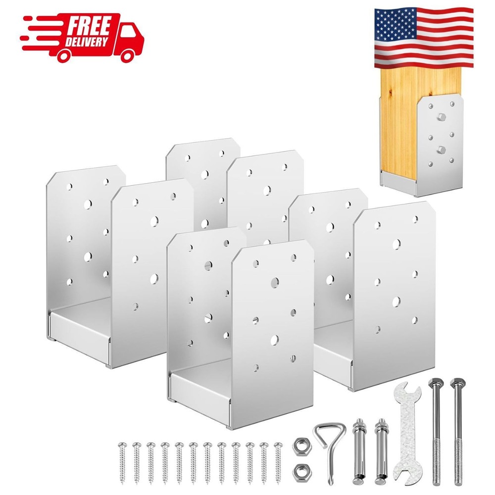 4"x 4" Stainless Steel Adjustable Post Base 4Pcs for Deck Railing Support
