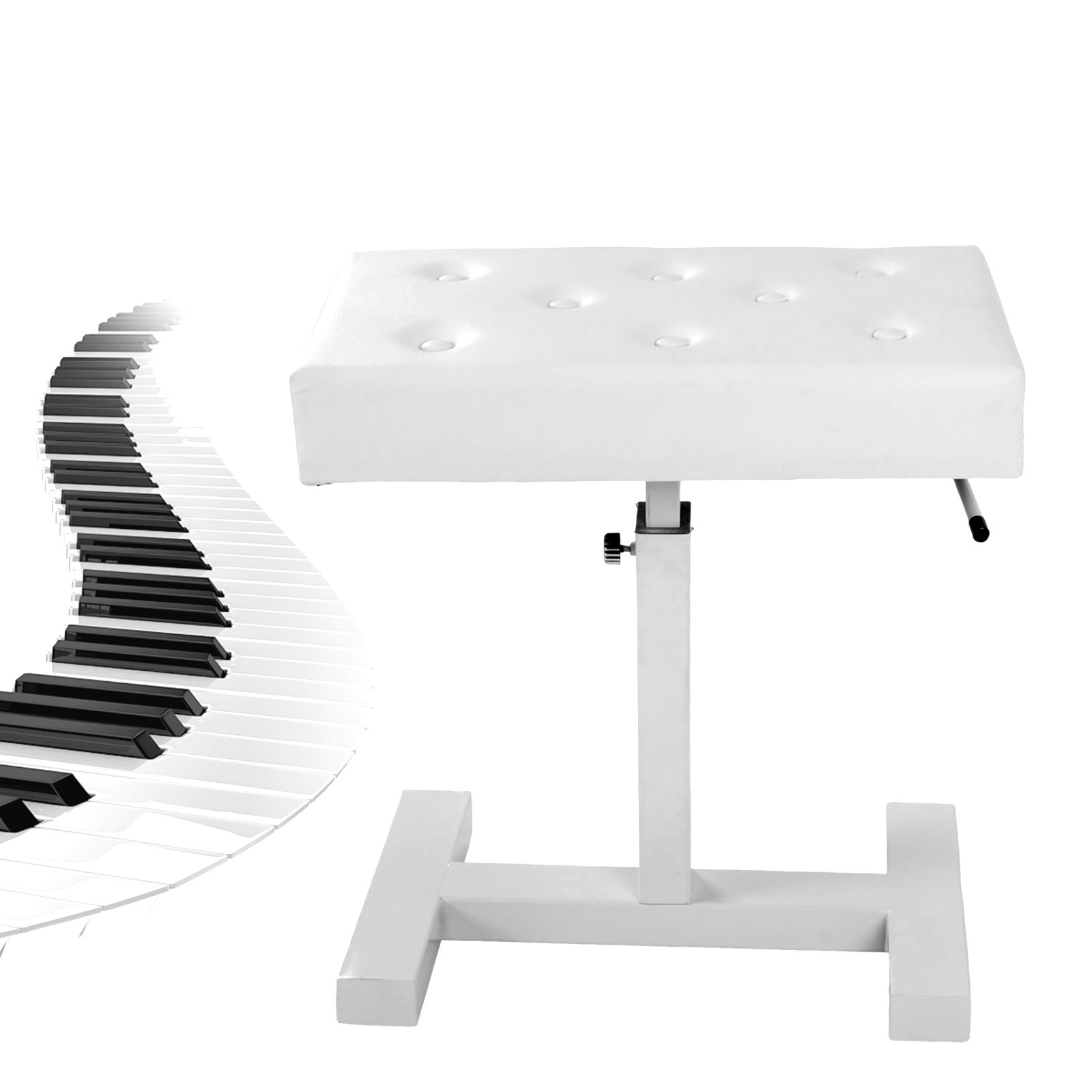 Hydraulic Lifting Piano Bench Height Adjustable Keyboard Bench Seat Stool(White)