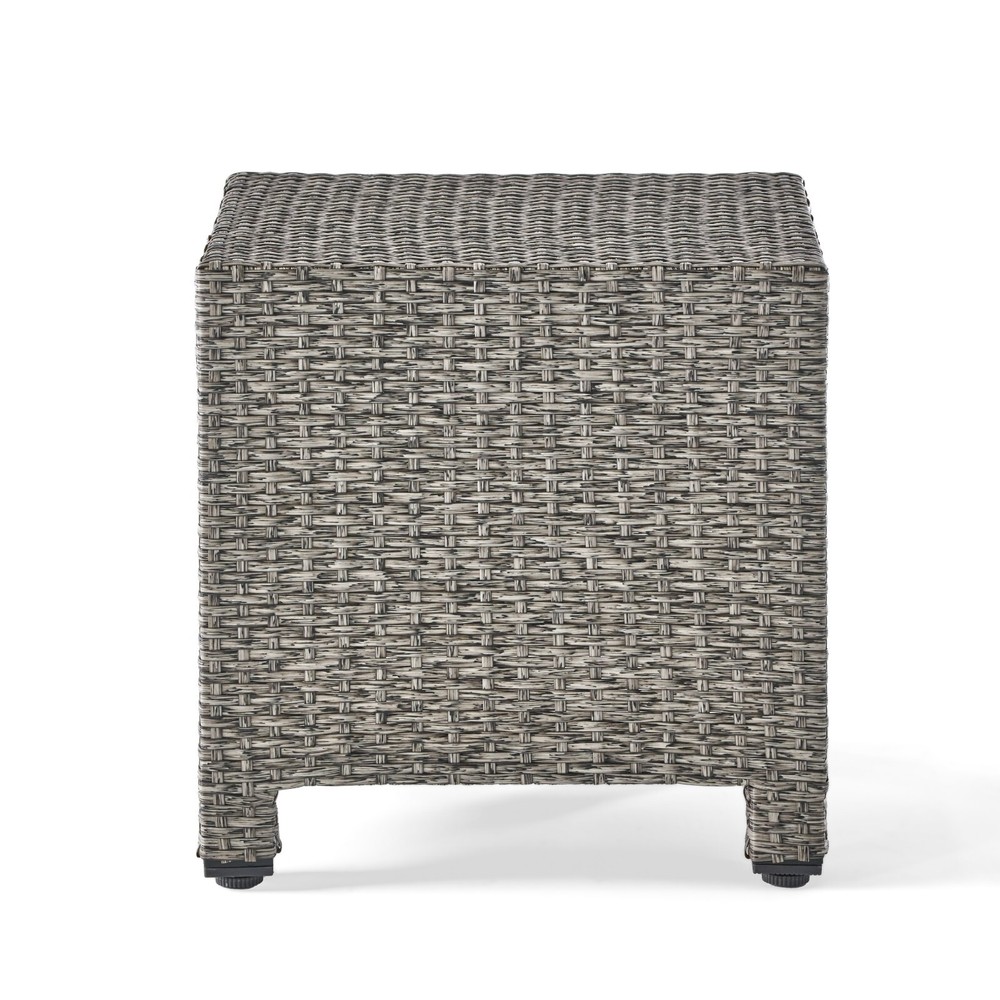 Outdoor Wicker Cube Side Table, Mixed Black