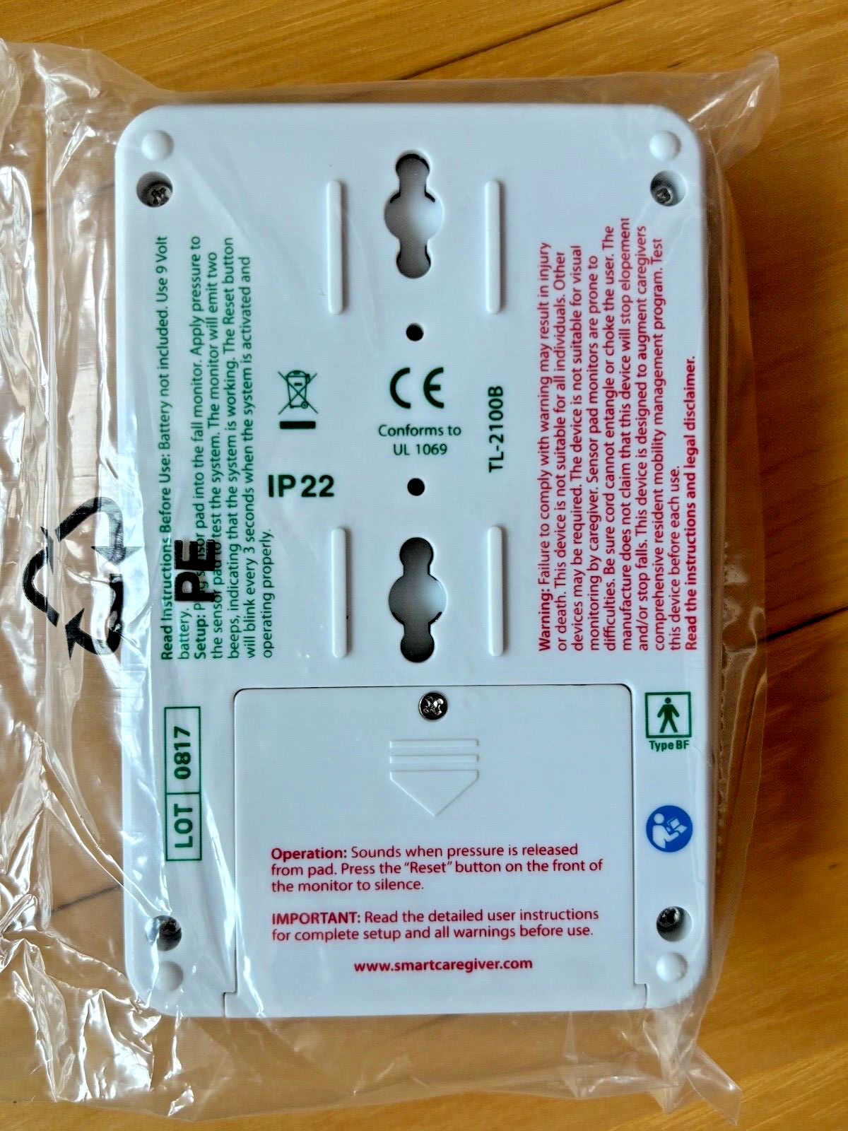 Bed/Chair Alarm Monitor TL-2100b, for Smart Caregiver Corded Pads and Mats - NEW