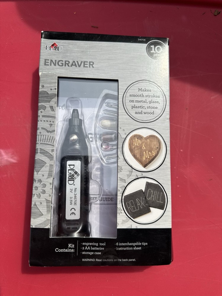 Plaid Engraver Tool Kit – 6 Interchangeable Tips with Storage Case, MPN 34670E