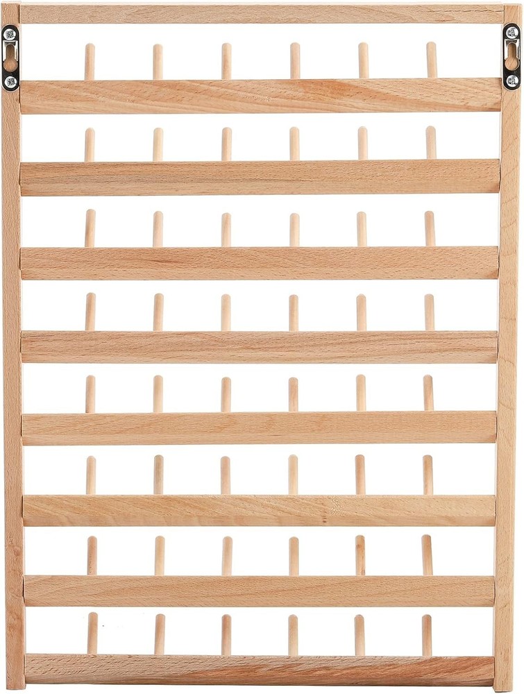 Large 2 Pack Wooden Thread Racks, 48 Spools Wall Mount Storage Organizer for ...