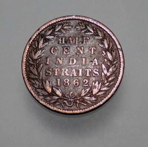 STRAITS SETTLEMENTS INDIA STRAITS 1862 1/2 CENT KM #5