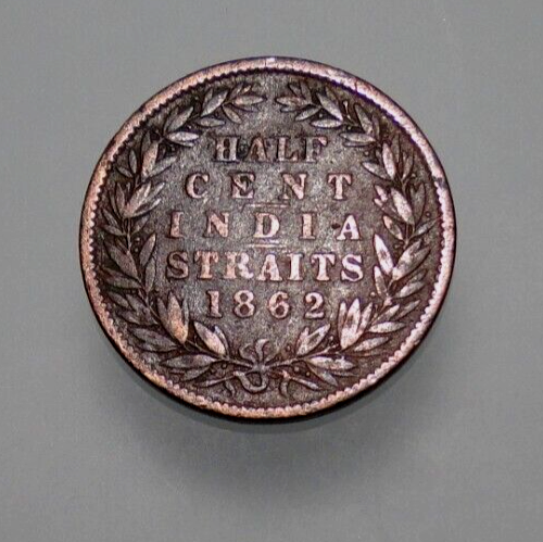 STRAITS SETTLEMENTS INDIA STRAITS 1862 1/2 CENT KM #5