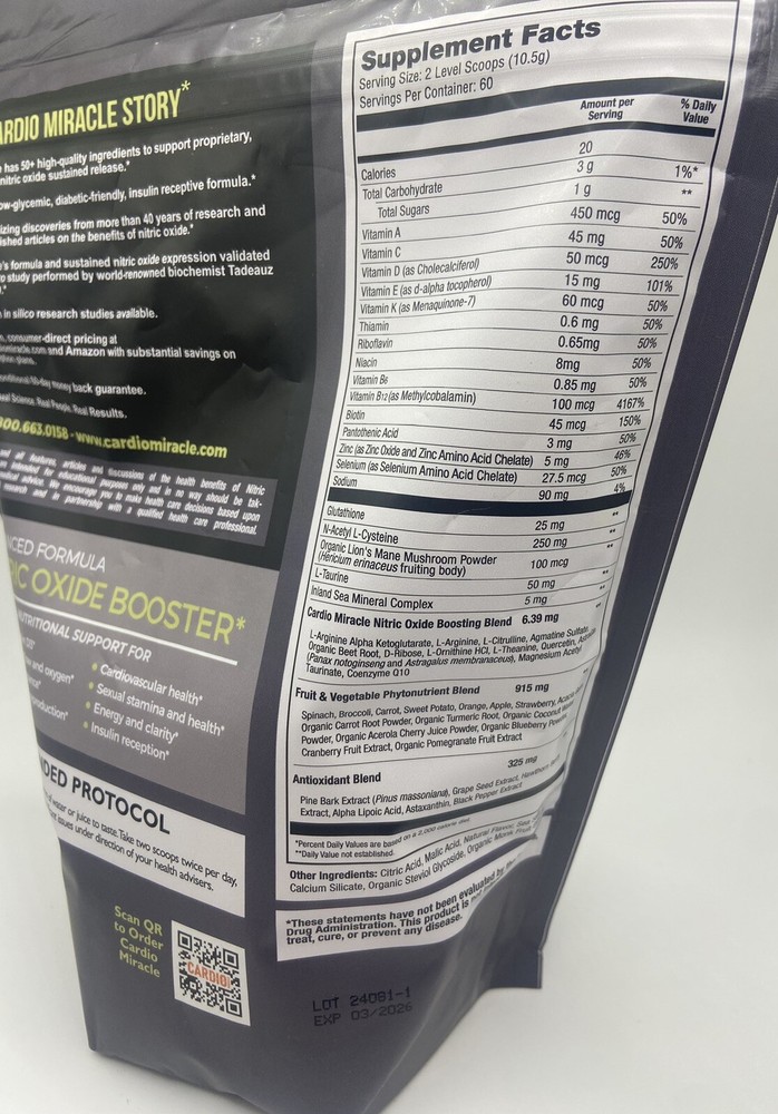 Cardio Miracle The Complete Nitric Oxide Solution - 60 SERVINGS 02/2026