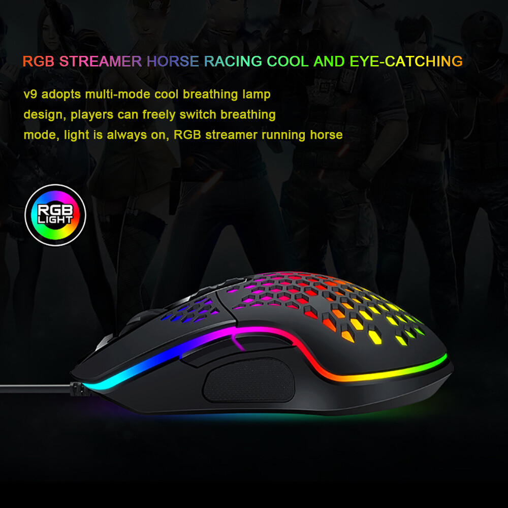 RGB Gaming Mouse 7 Button 6400DPI Flowing Backlit Light Wired PC Laptop Computer