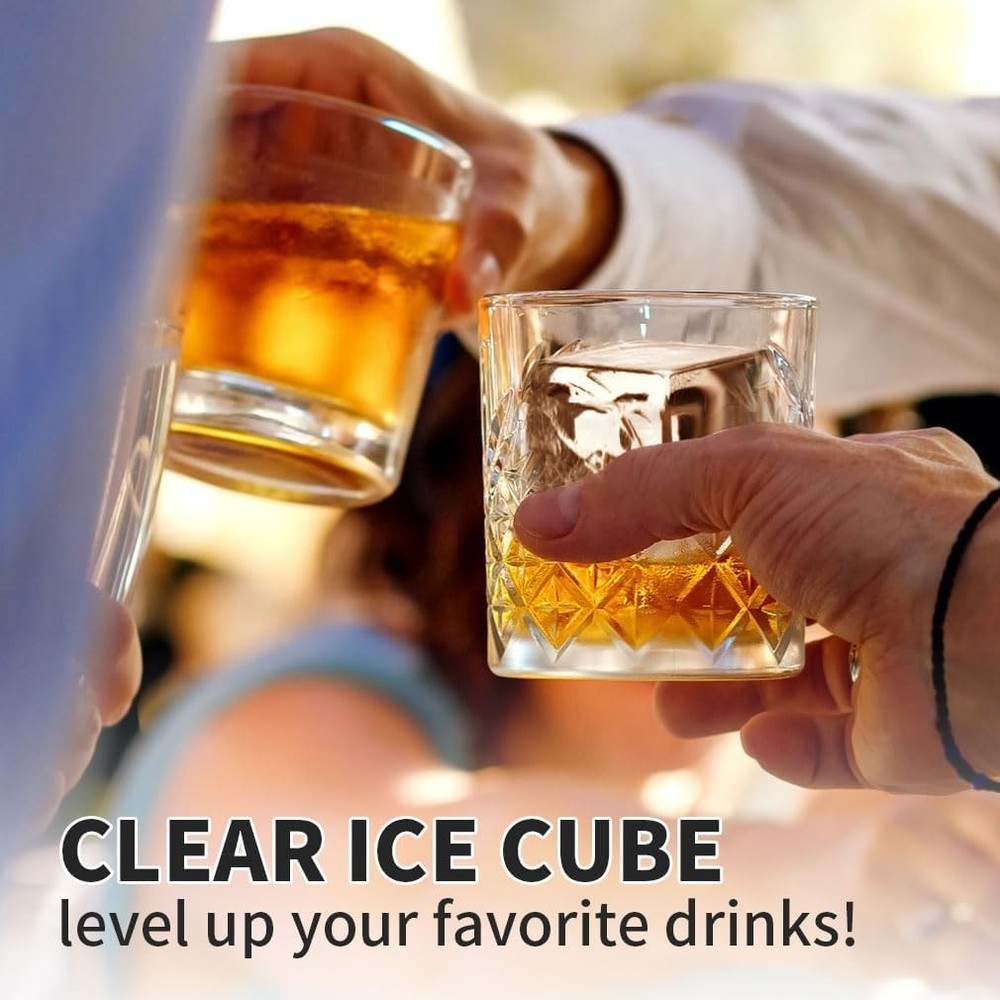 Clear Ice Cube Tray for Whiskey: 2Inch Clear Ice Cube Maker - Silicone Large ...
