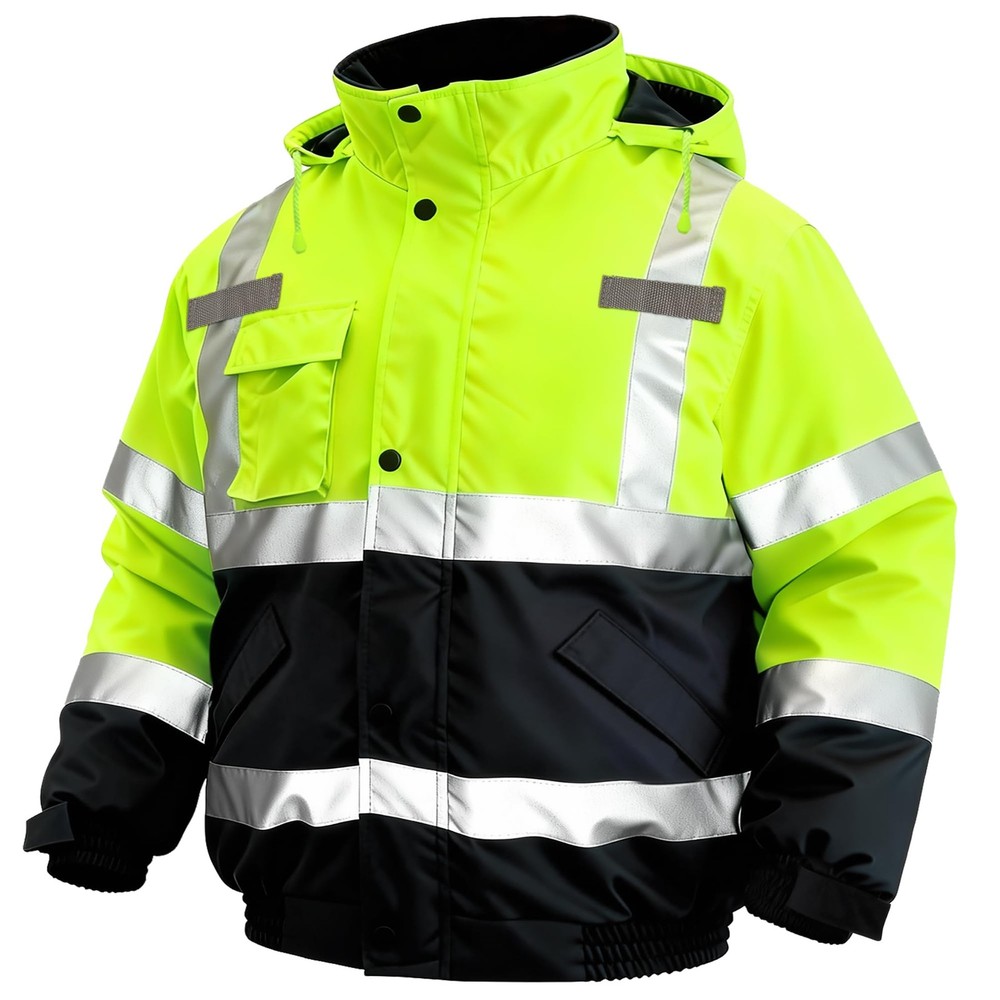 Safety Jacket for Men, Waterproof High Visibility Reflective Construction Bom...