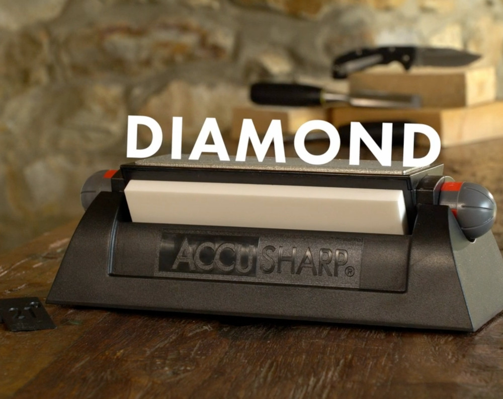 AccuSharp Deluxe Tri-Stone Knife Sharpener System Diamond Ceramic Angle Guide