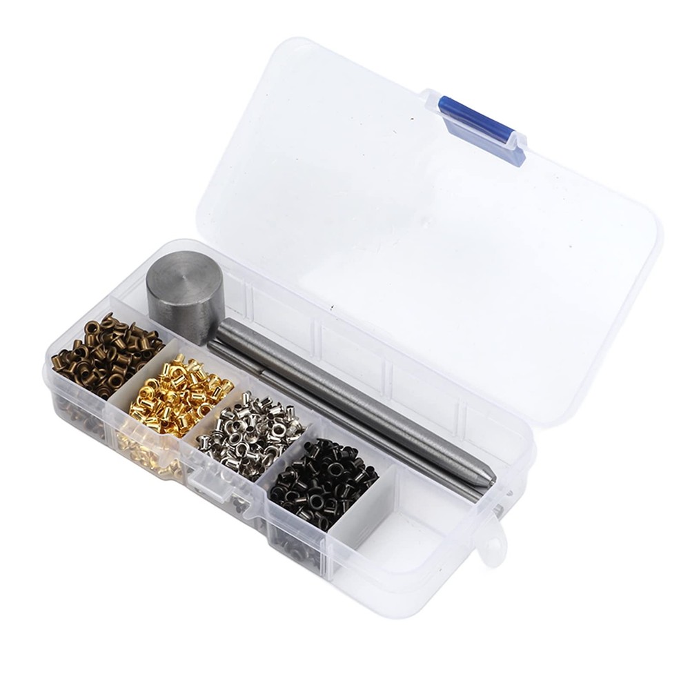 2mm Mini Copper Grommet Kit, 3 PCS Install Tool, Storage Box, Eyelets, Craft