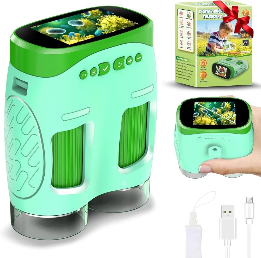 1000X Handheld Microscope for Kids, Temodu 4K 2.0" Screen Educational Science Ki
