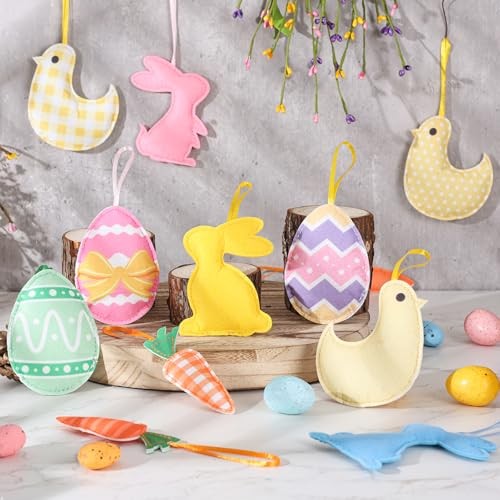 36 Pcs Felt Decorations Hanging Ornaments Bulk Fabric Stuffed Eggs Easter