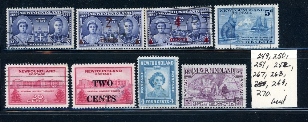 Newfoundland Scott # 249 - 252, 267 - 270 - Used                (29-C251)