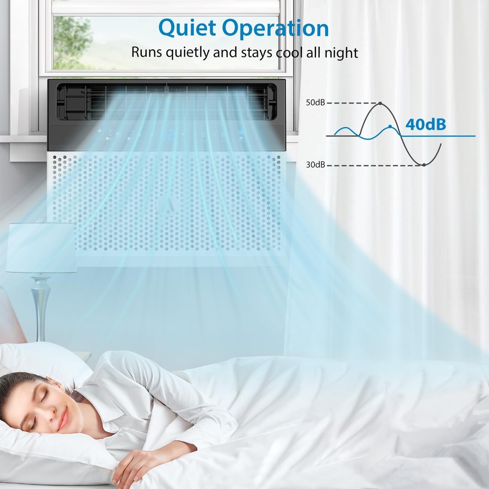 6000 BTU WiFi Window Air Conditioner Saddle-Type Efficient Cooling 269 Sq Ft