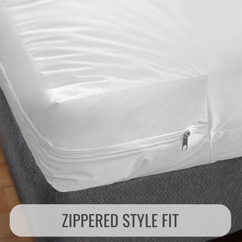 Bed Cover Twin Size Fitted Sheet Zippered Plastic Mattress Protector Waterproof
