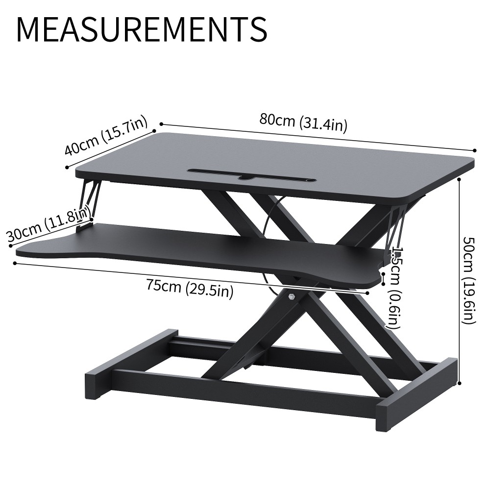 32" Standing Desk Converter Height Adjustable Sit to Stand Up Riser