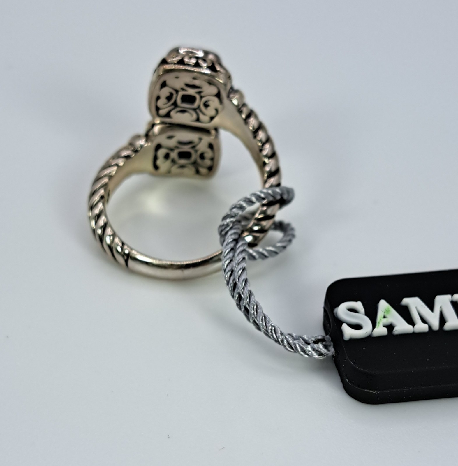 Samuel B Amethyst Square Stone Bypass Ring Sterling Silver 7 8 or 9 NEW