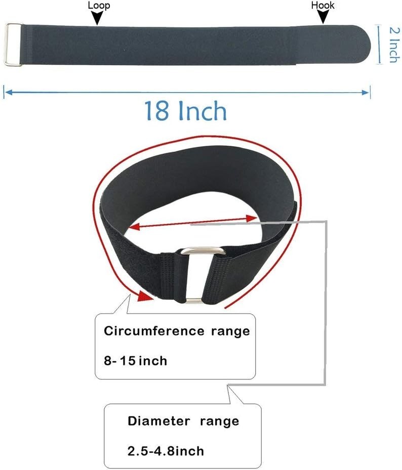 Durable 18" Nylon Hook & Loop Straps with Metal D-ring - 6 Count for Heavy Items