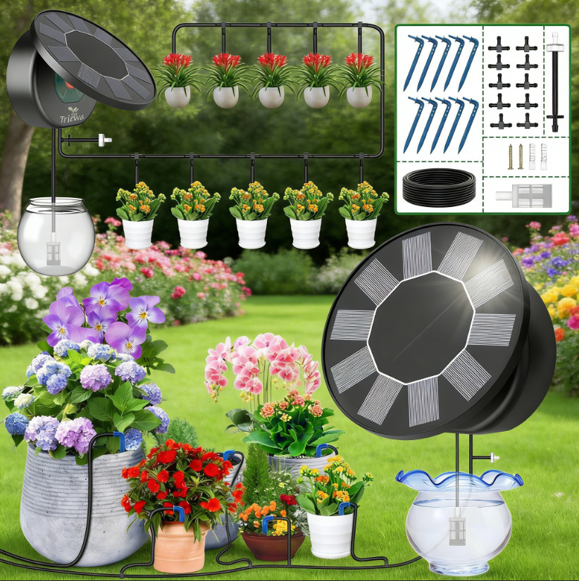 Solar powered automatic irrigation system, indoor DIY irrigation, 9 timed modes
