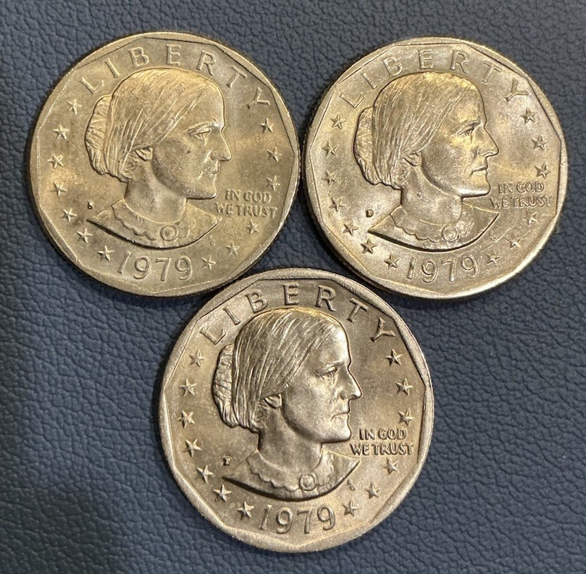 1979-PDS Susan B. Anthony Dollars - All Three Mints - First Year Issued