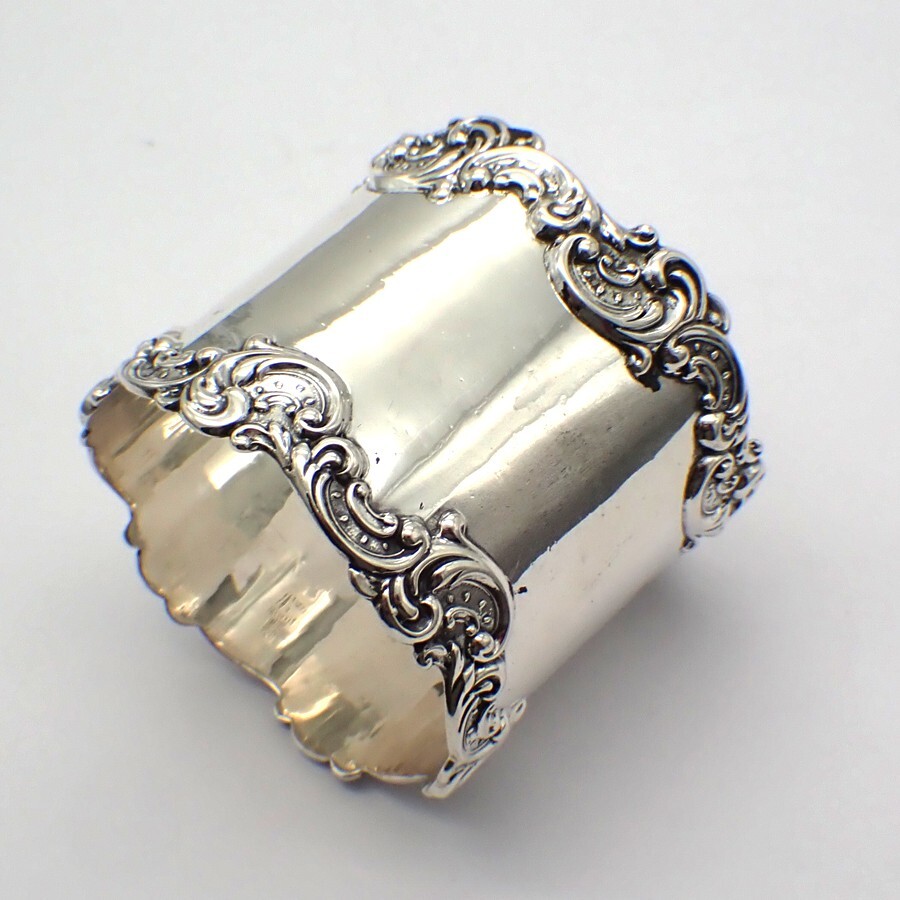 Scroll Border Napkin Ring Gorham Sterling Silver Mono HLK