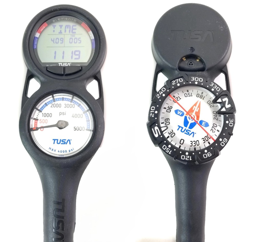 Tusa Element III 3 Gauge Scuba Dive Computer Console Air Nitrox Backlit Display