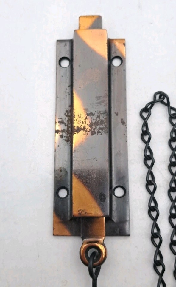 Antique Spring Loaded Latch Chain Pull Japanned Surface Mount Door Hardware