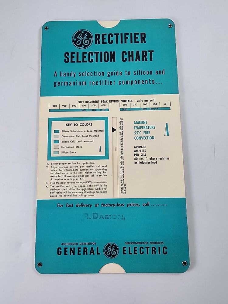 1960s General Electric GE Rectifier Selection Slide Chart