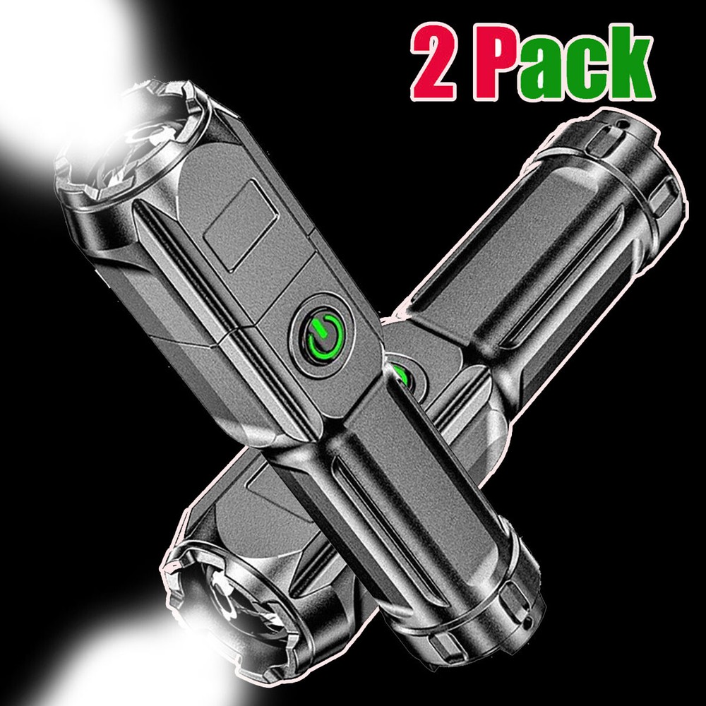 2x Super Bright 9990000LM LED Torch Tactical Flashlight Lantern black