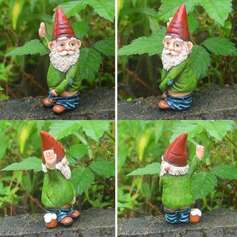 Funny Garden Gnome Statue Resin Home Lawn Ornament Figure Sculpture Decor