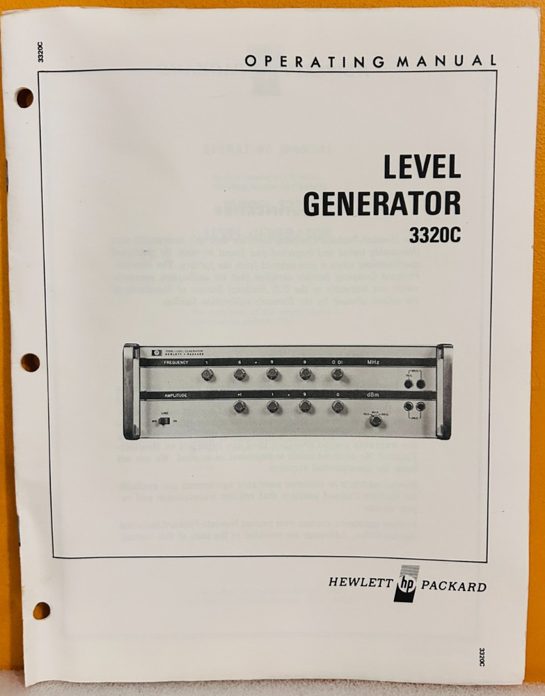 HP 03320-90045 Model 3320C Level Generator Operating Manual.