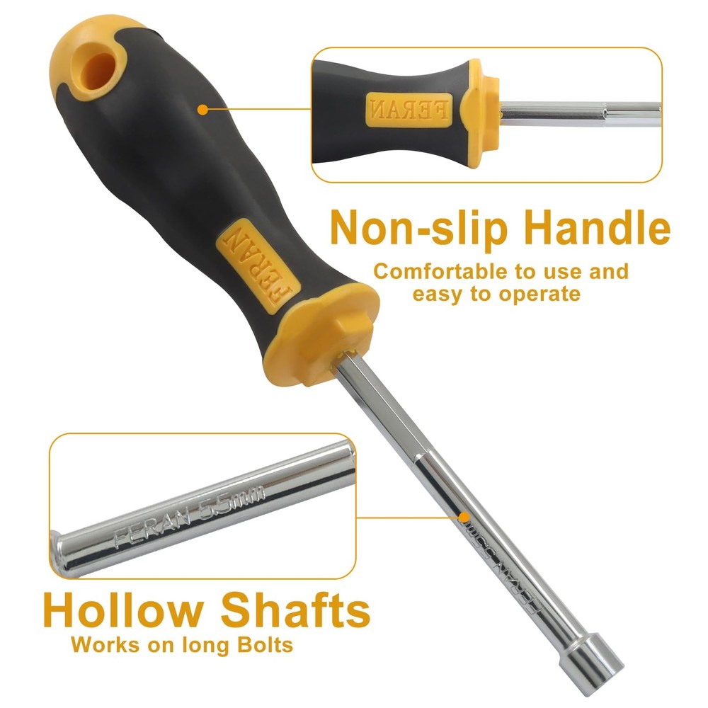 Kyuionty 5.5MM Hex Nut Driver Key Hand Tool, Socket Wrench Screwdriver 5.5mm