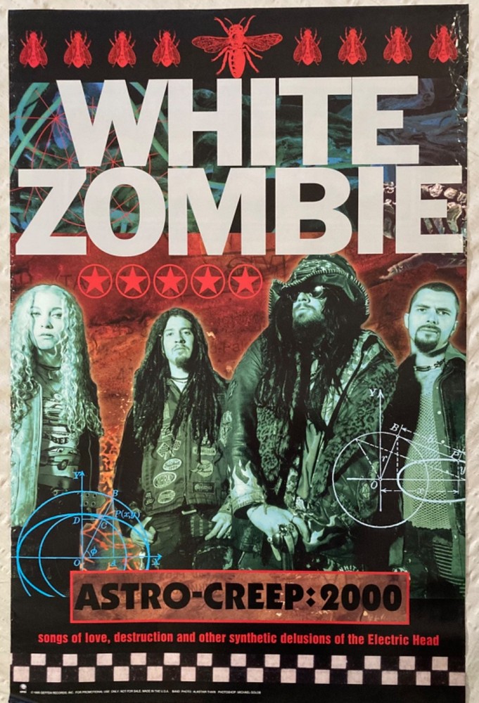 White Rob Zombie 1995 Promo Poster Astro-Creep 2000 Geffen Records Edge Wear L