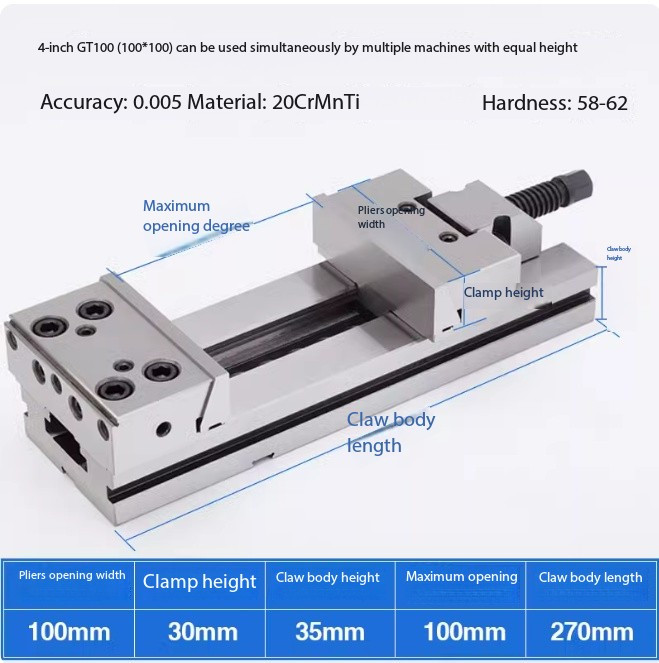 Precision Combination Parallel Jaw Clamp for CNC Machining Center Moving Block
