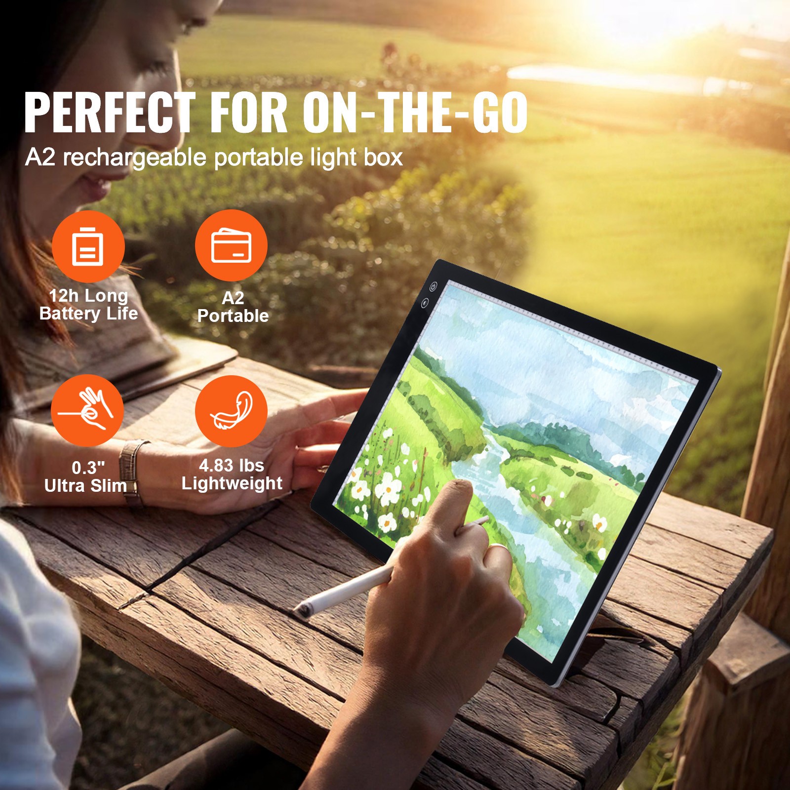 Uimoso A2 LED Rechargeable Light Pad with Adjustable Brightness Levels