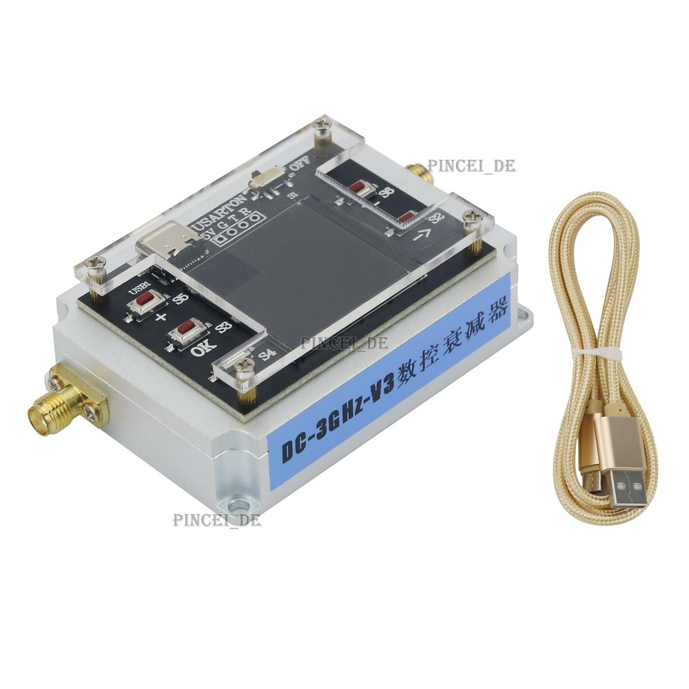 DC-3GHz Digital Programmable Attenuator CNC Isolation Attenuator 1.3" TFT Screen