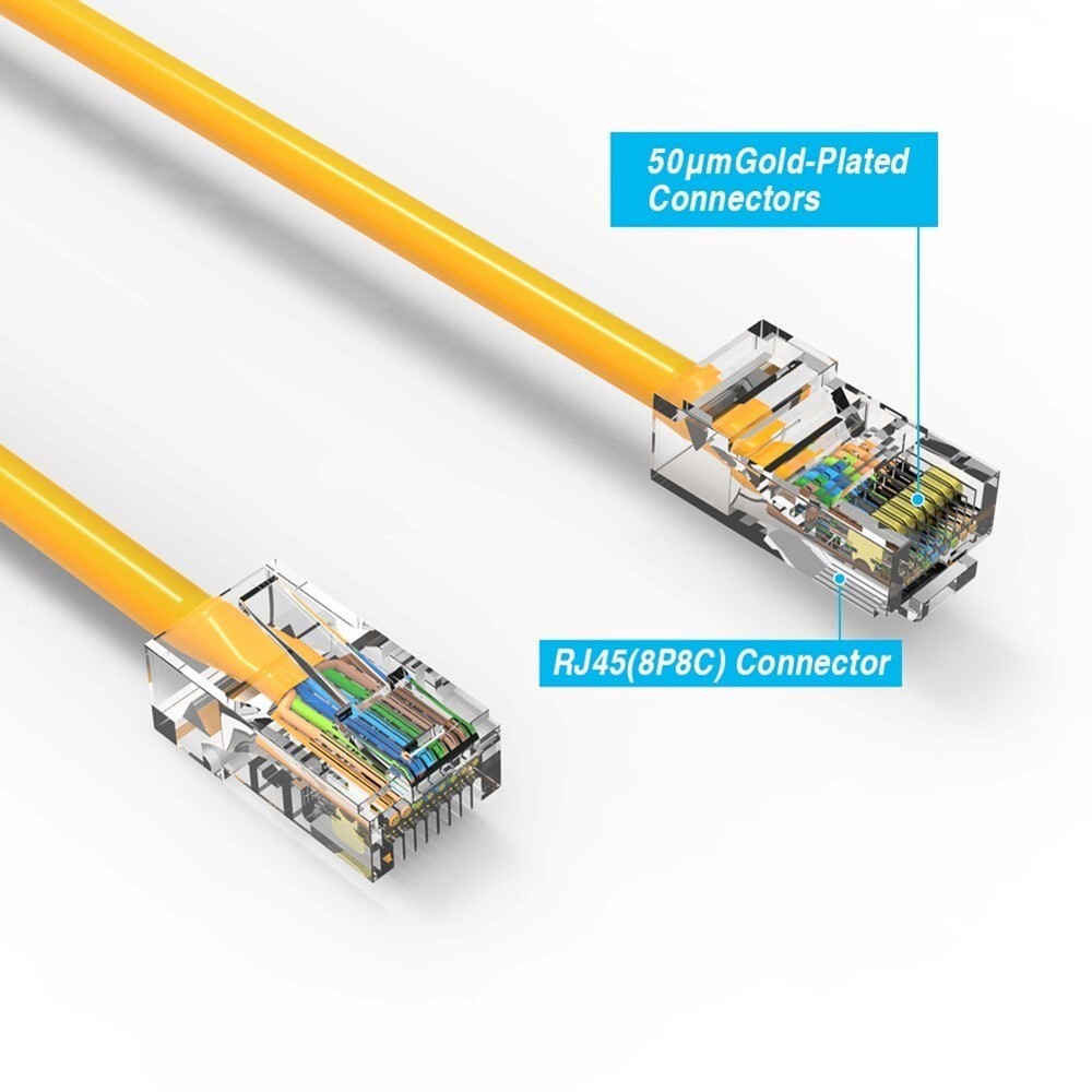 6Ft Cat5E Network LAN Ethernet Modem 24AWG UTP Patch Non-Boot Cable Yellow