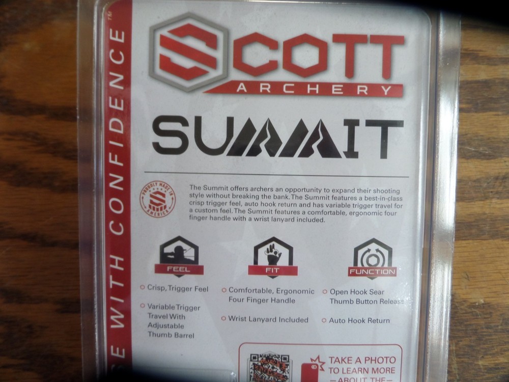 Scott Archery Release Summit Thumb Button Release 4 Finger 8009-BK #07604