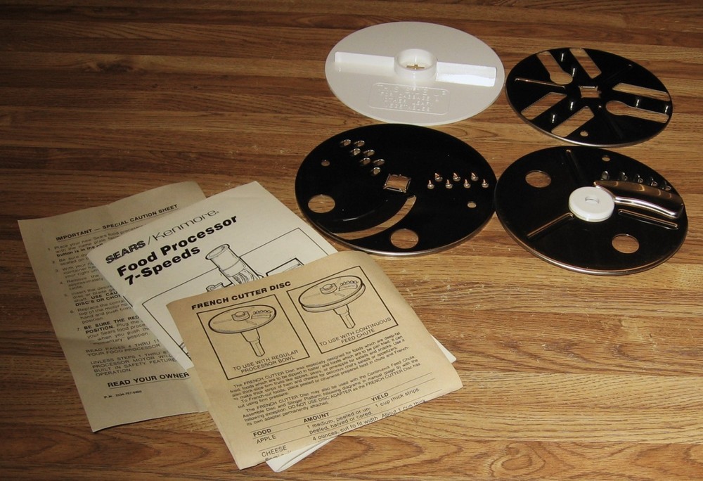 Sears Kenmore 7 Speed Food Processor PART/REPLACEMENT DISC BLADES & BOOK