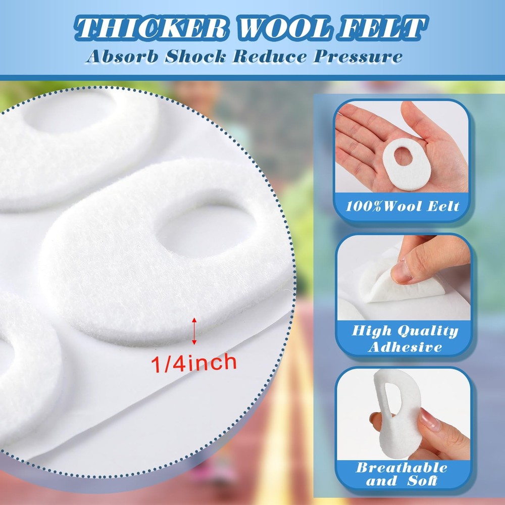 WILLBOND 48 Pack Callus Pads Soft 1/4" Thick Oval Shape Corn 1/4 Inch, White