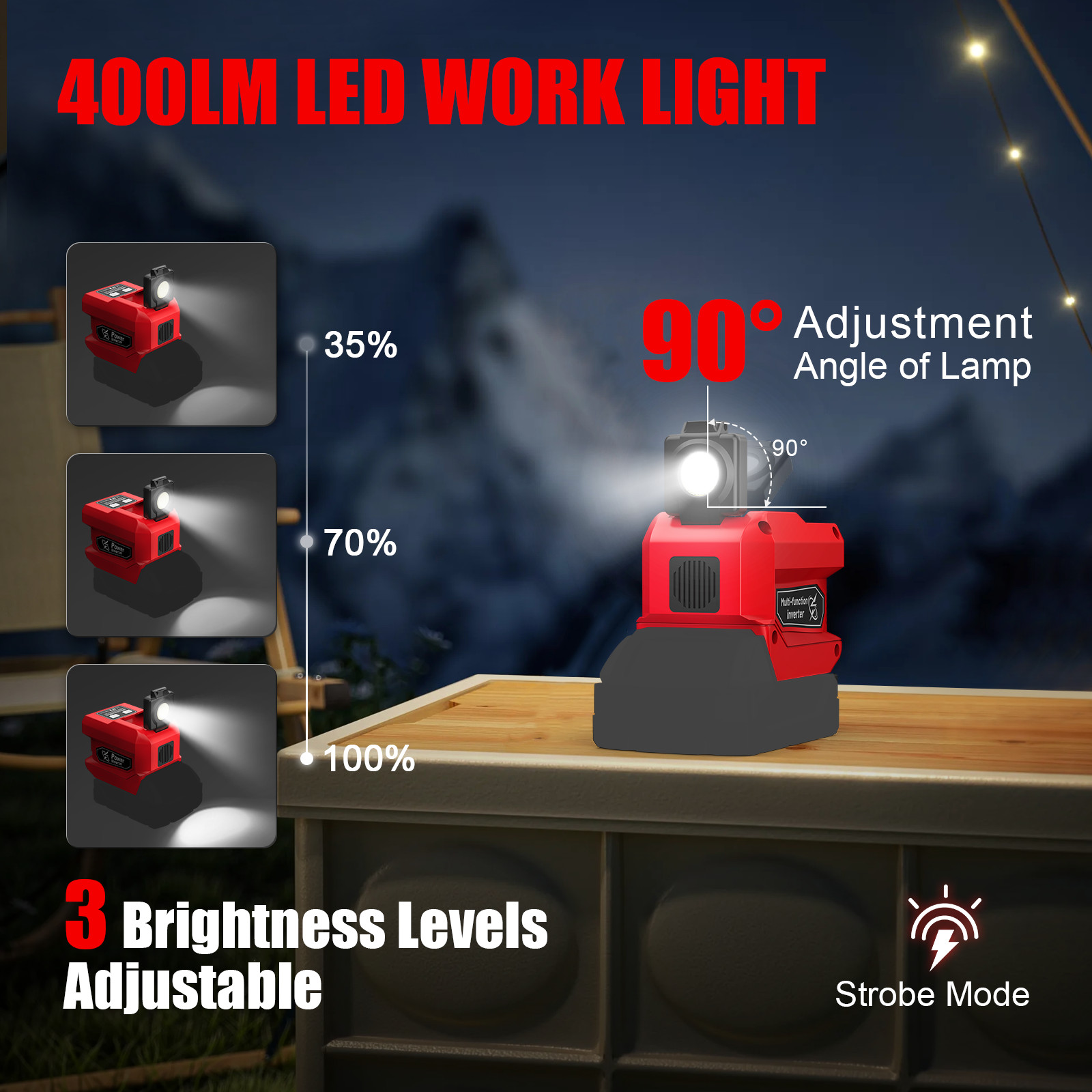 220W Power Inverter Compatible with Milwaukee 18V Battery - DC 18V to 110V AC