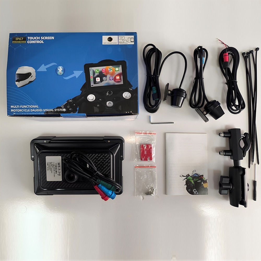 7" Waterproof Motorcycle Navigator Wireless CarPlay Android Auto Portable Screen