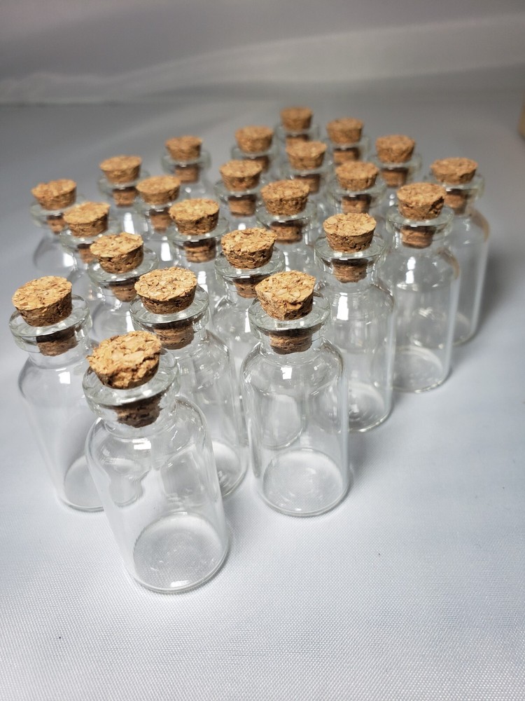 23pcs Mini Small Glass Bottles with Clear Cork Stopper Jars Tiny