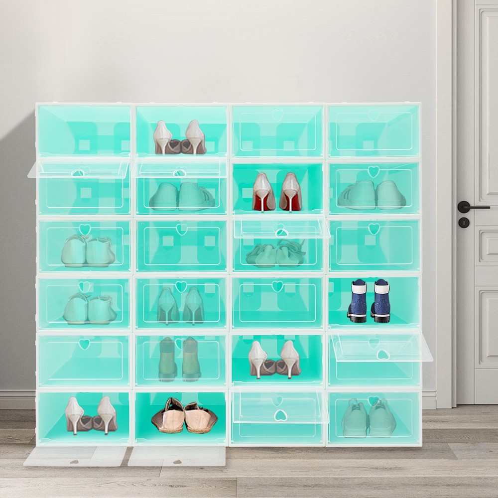24PCS Shoe Storage Box Stackable Shoe Storage Organizer Container 33*23*14cm