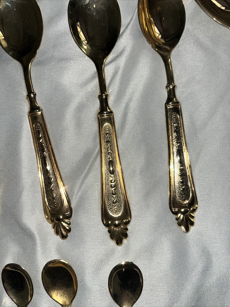 43 pieces LBL Italy Gold Plated E P Zinc Flatware Silverware Set No Case Mixed