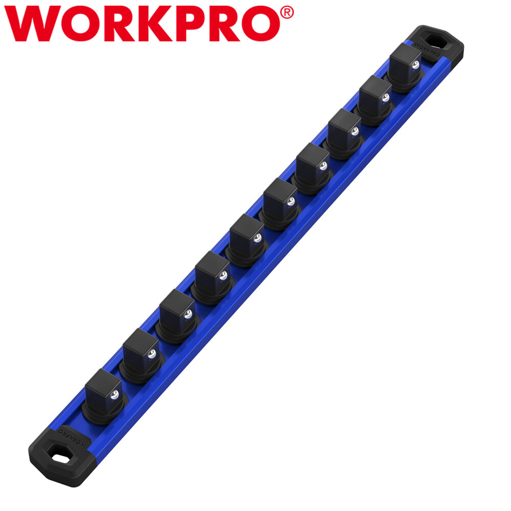 WORKPRO Magnetic Socket Organizer 3/8 Drive Heavy Duty Socket Rail Socket Holder