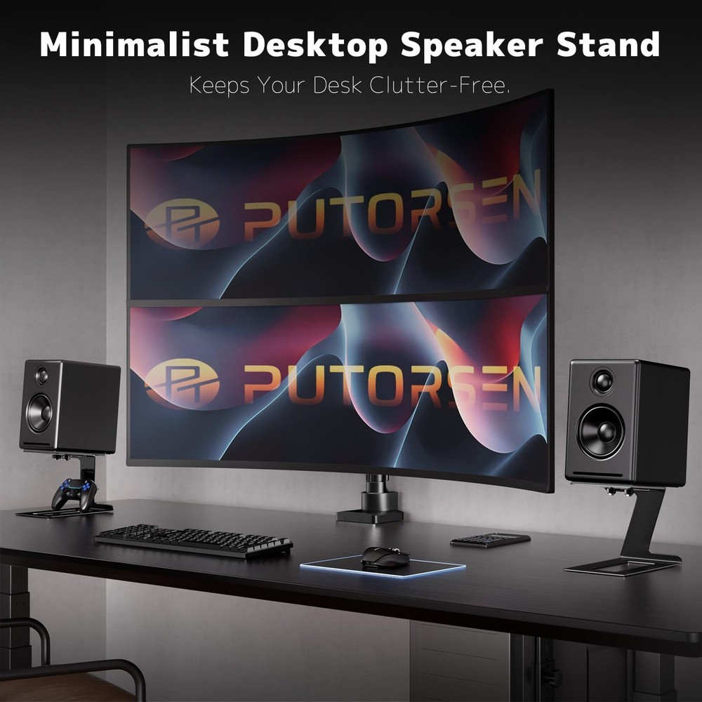 Speaker Stands, 7.71in Depth, 6 Tilt Angle, Black